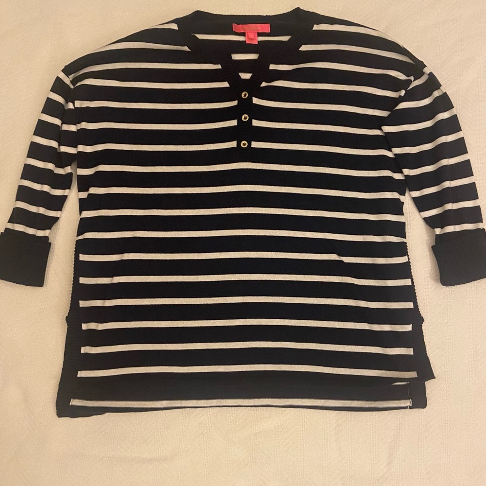 Lily Pulitzer small navy and white striped sweater